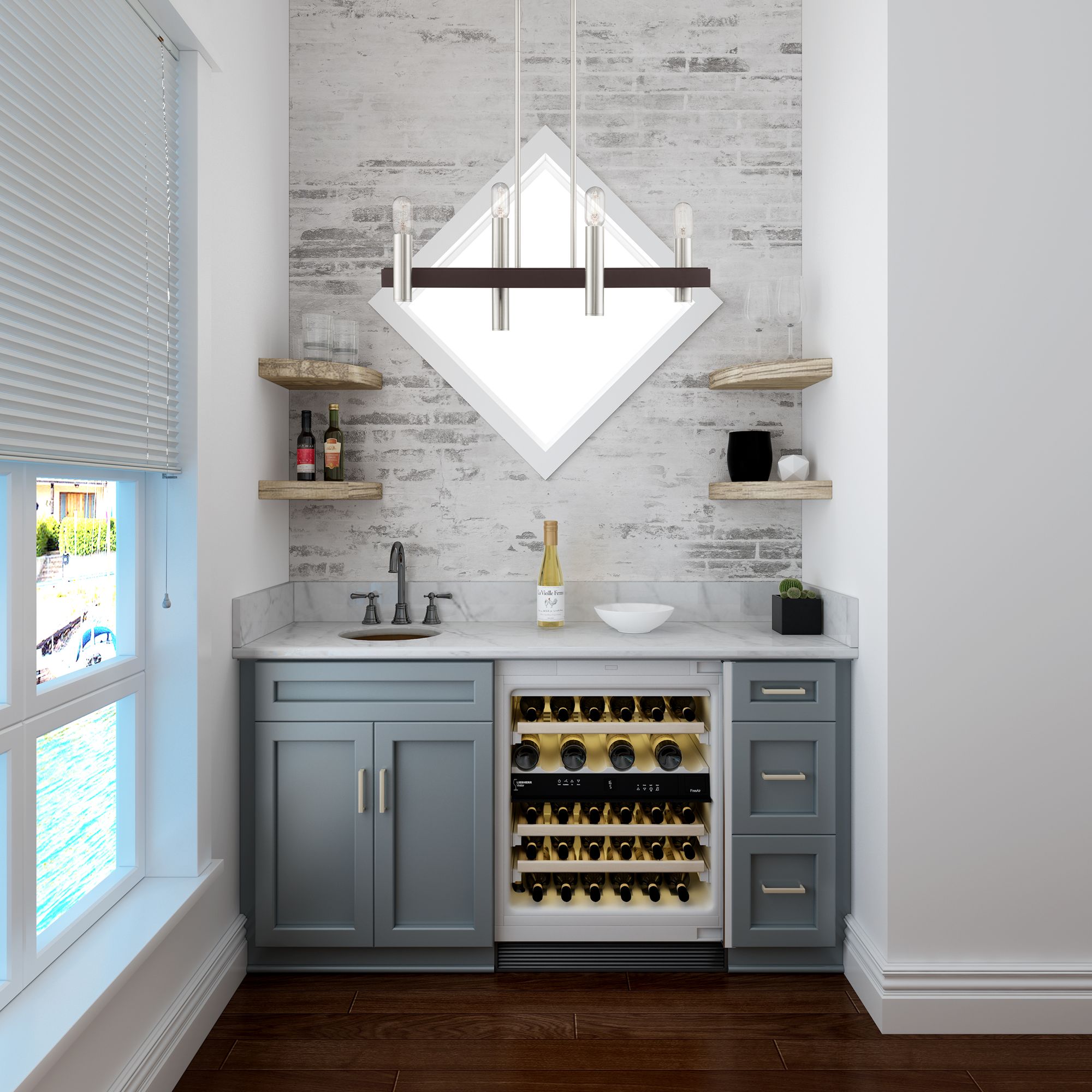 Helsinki 4 Light Brushed Nickel and Bronze Linear Chandelier