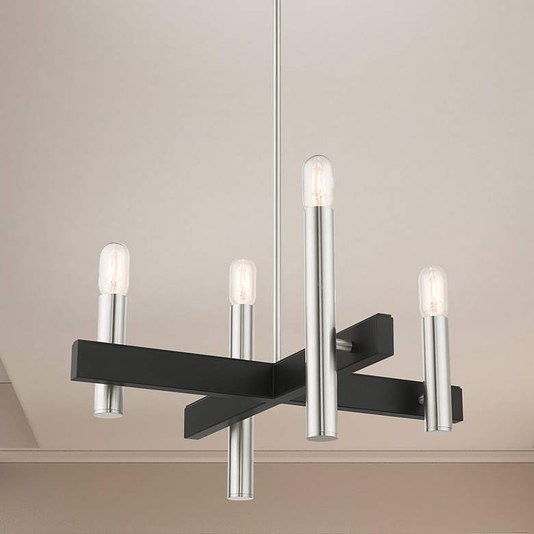 Image 1 Helsinki 4 Light Brushed Nickel Chandelier
