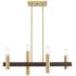 Helsinki 4 Light Satin Brass and Bronze Linear Chandelier