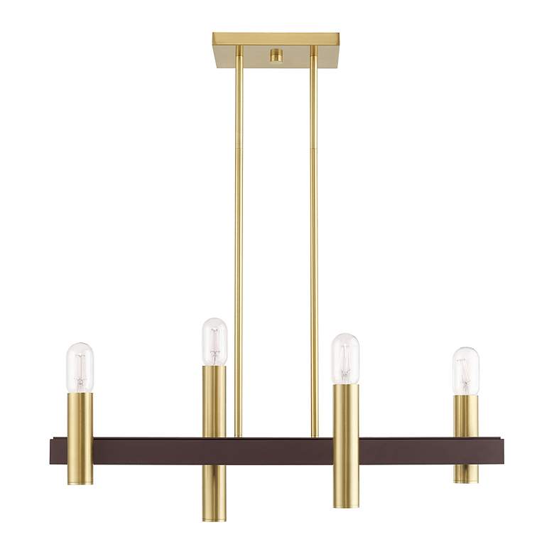 Image 3 Helsinki 4 Light Satin Brass and Bronze Linear Chandelier more views