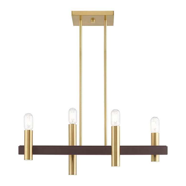 Image 4 Helsinki 4 Light Satin Brass and Bronze Linear Chandelier more views