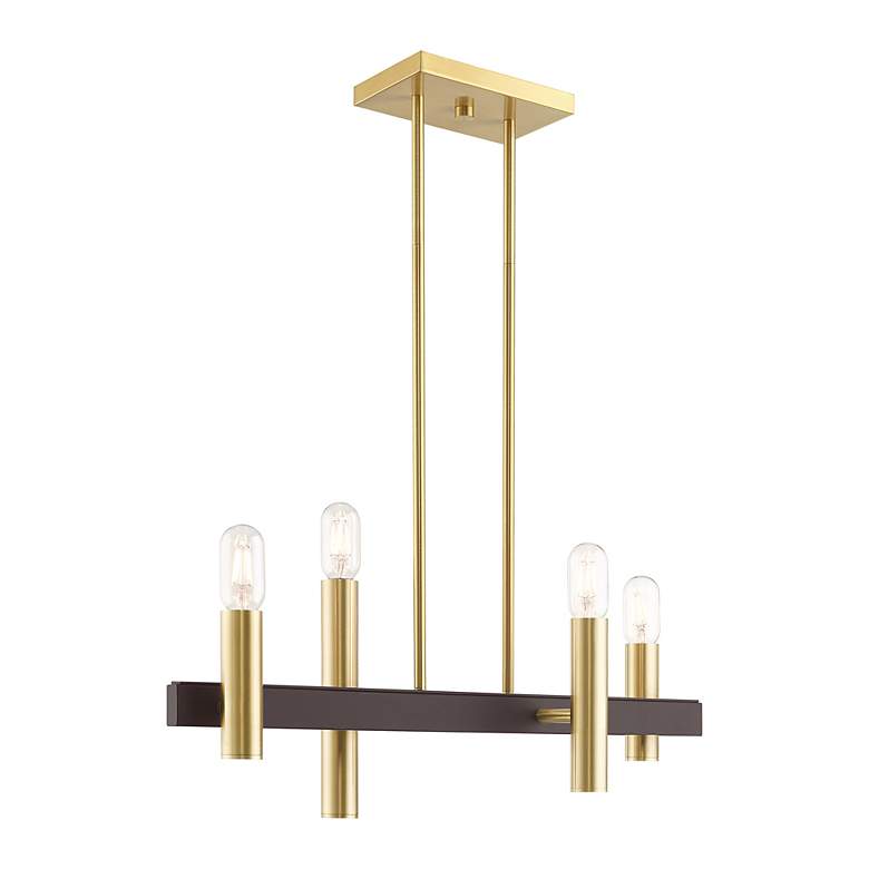 Image 5 Helsinki 4 Light Satin Brass and Bronze Linear Chandelier more views