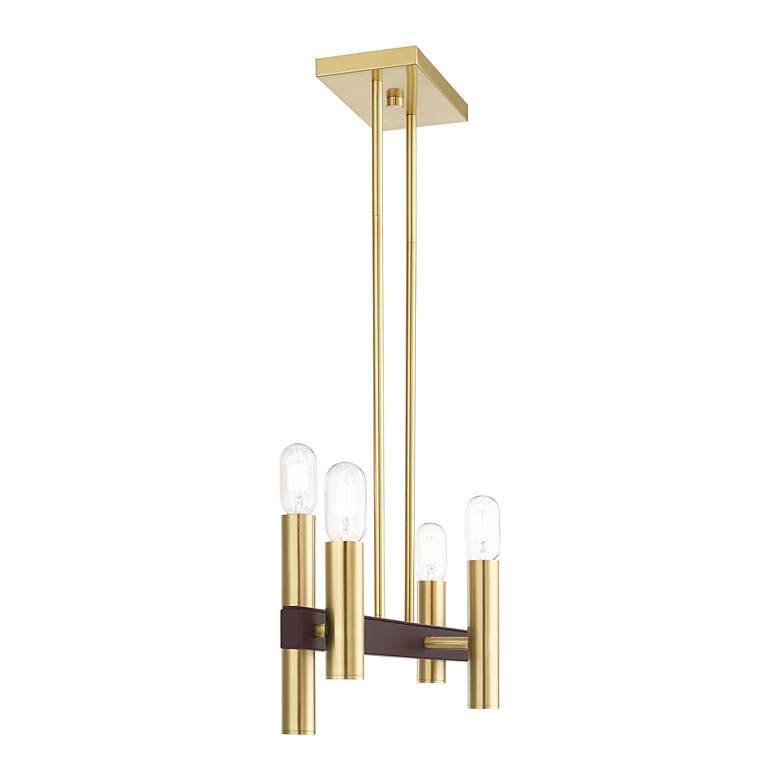 Image 6 Helsinki 4 Light Satin Brass and Bronze Linear Chandelier more views