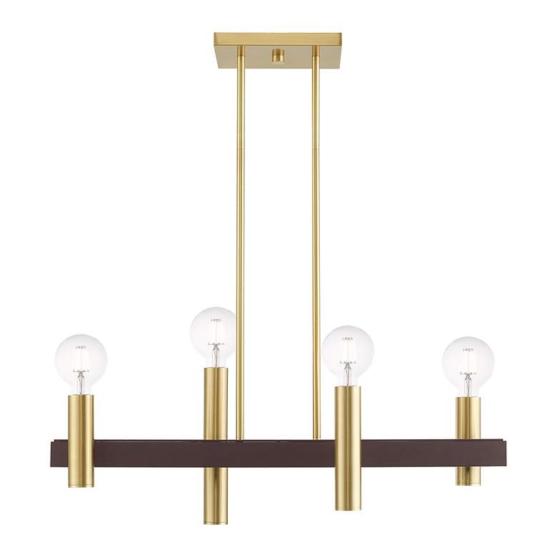 Image 7 Helsinki 4 Light Satin Brass and Bronze Linear Chandelier more views