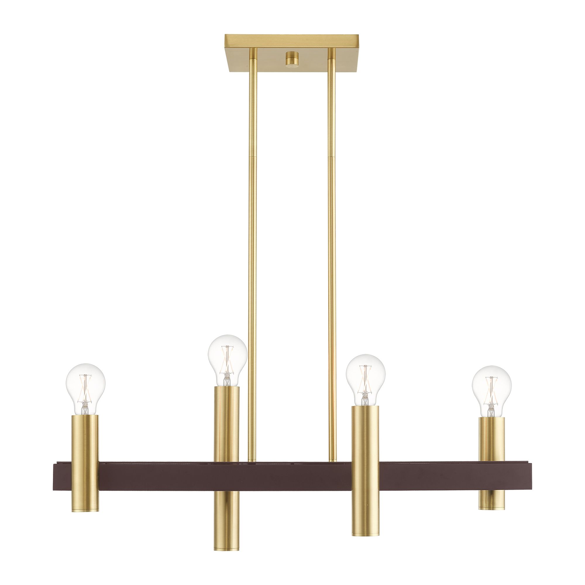 Helsinki 4 Light Satin Brass and Bronze Linear Chandelier