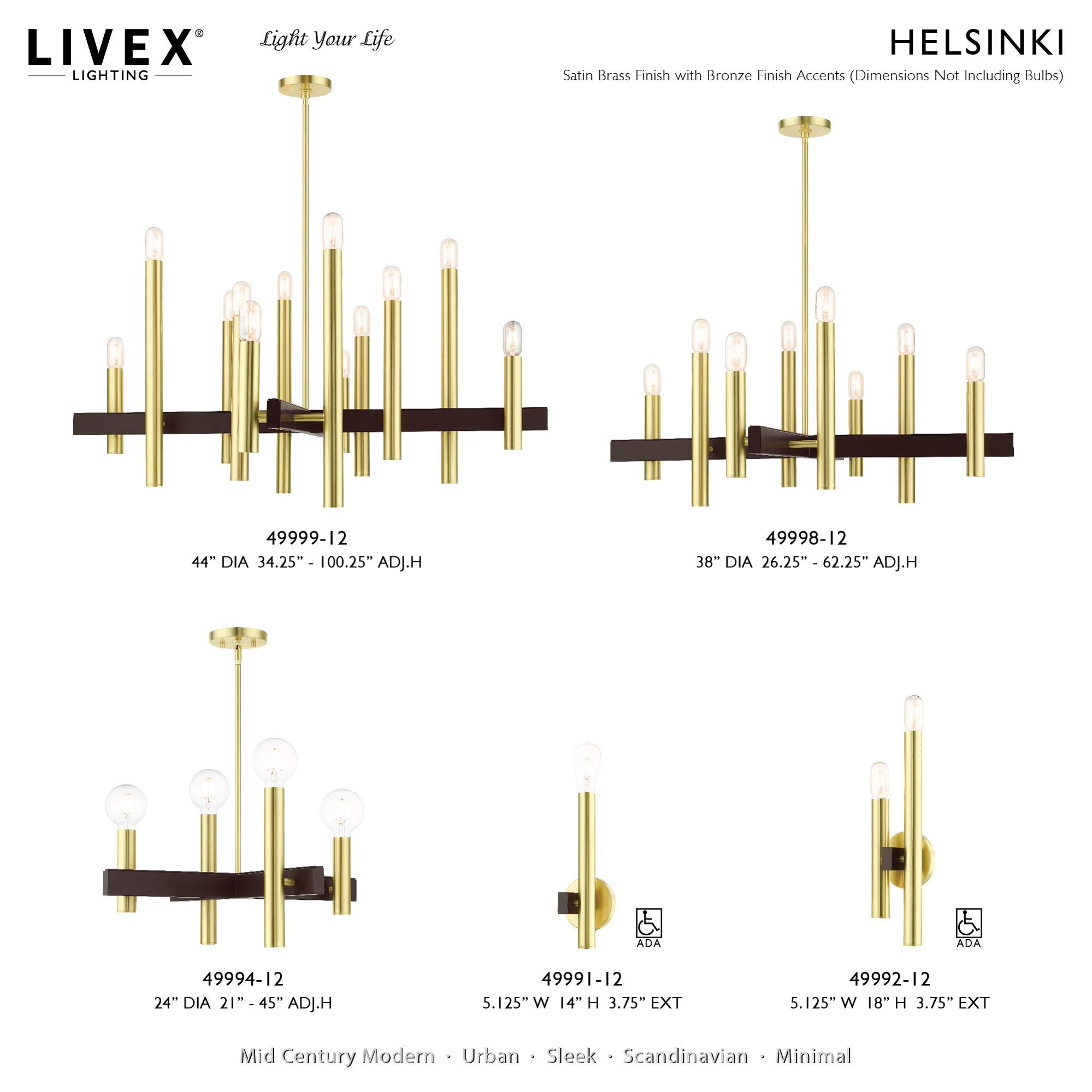 Helsinki 4 Light Satin Brass Chandelier