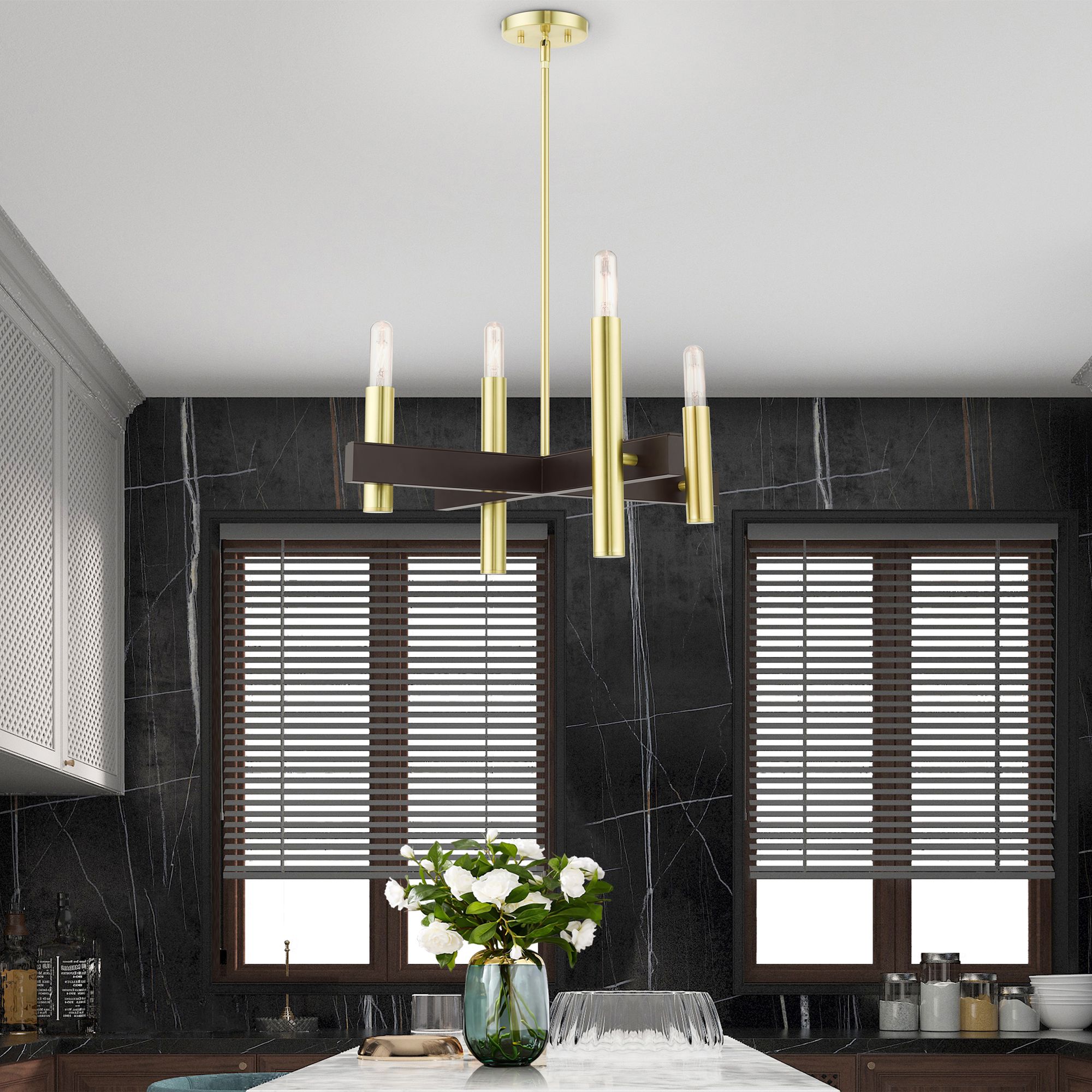 Helsinki 4 Light Satin Brass Chandelier