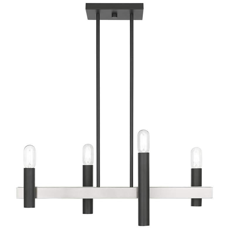 Image 1 Helsinki 4 Light Scandinavian Gray and Brushed Nickel Linear Chandelier