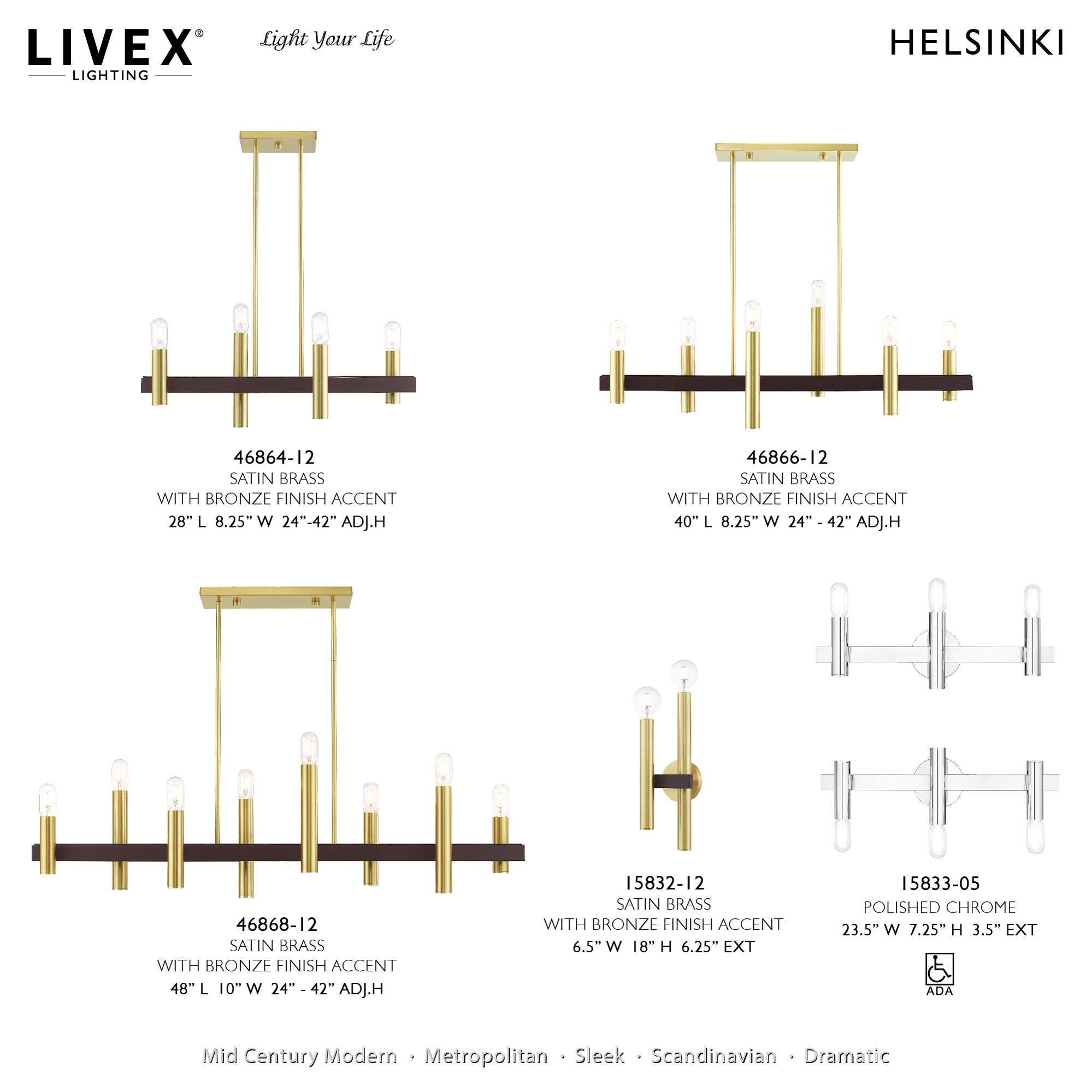 Helsinki 4 Light Scandinavian Gray and Brushed Nickel Linear Chandelier