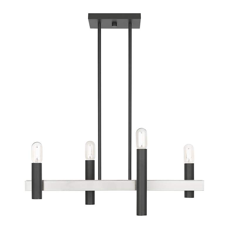 Image 4 Helsinki 4 Light Scandinavian Gray and Brushed Nickel Linear Chandelier more views