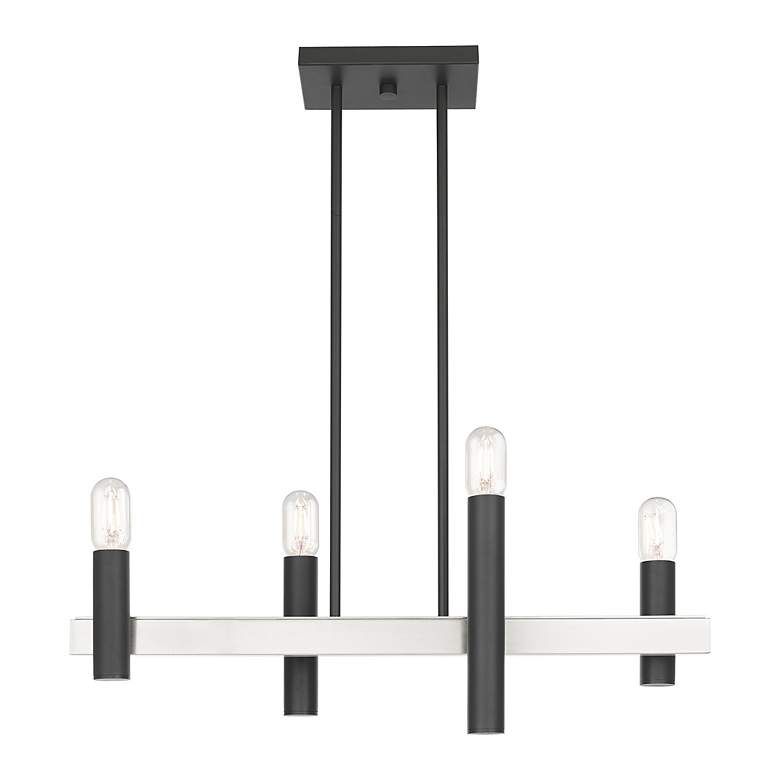 Image 5 Helsinki 4 Light Scandinavian Gray and Brushed Nickel Linear Chandelier more views