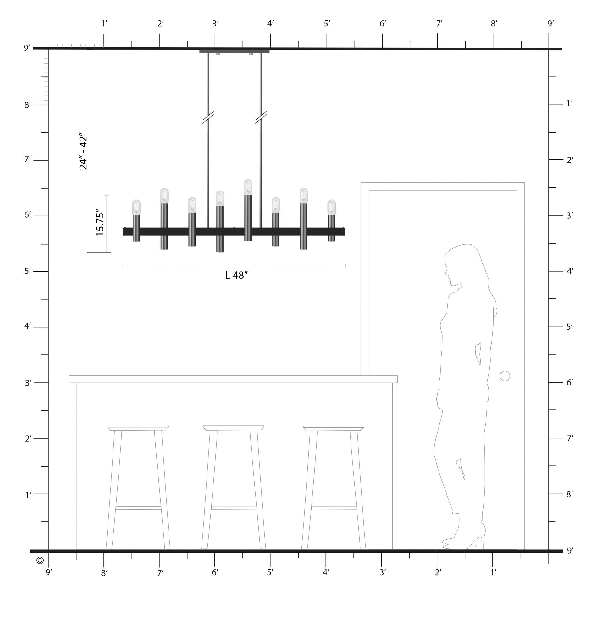 Helsinki 48" Wide Bronze 8-Light Chandelier