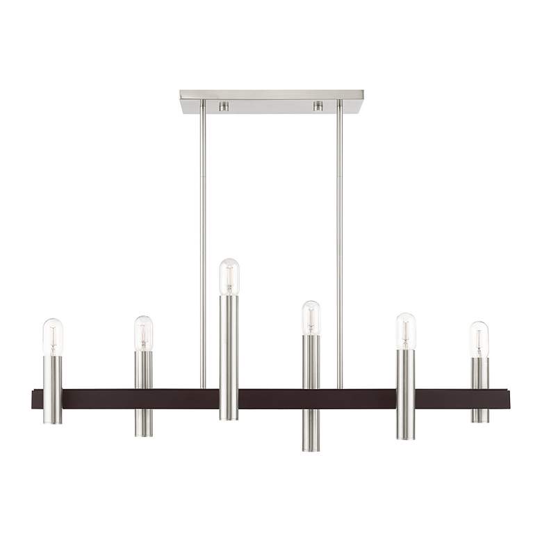 Image 3 Helsinki 6 Light Brushed Nickel and Bronze Linear Chandelier more views