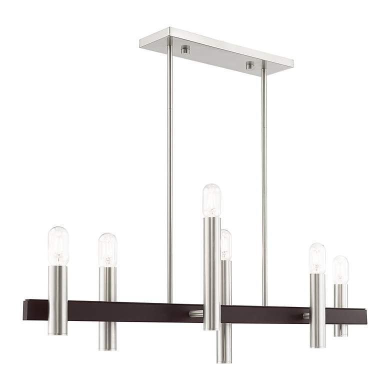Image 5 Helsinki 6 Light Brushed Nickel and Bronze Linear Chandelier more views