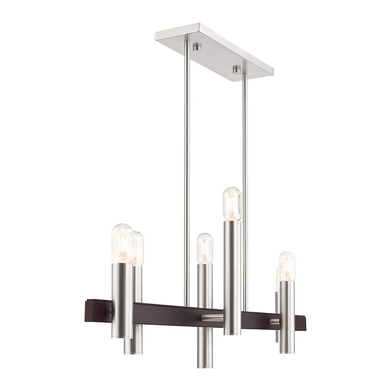 Image 6 Helsinki 6 Light Brushed Nickel and Bronze Linear Chandelier more views