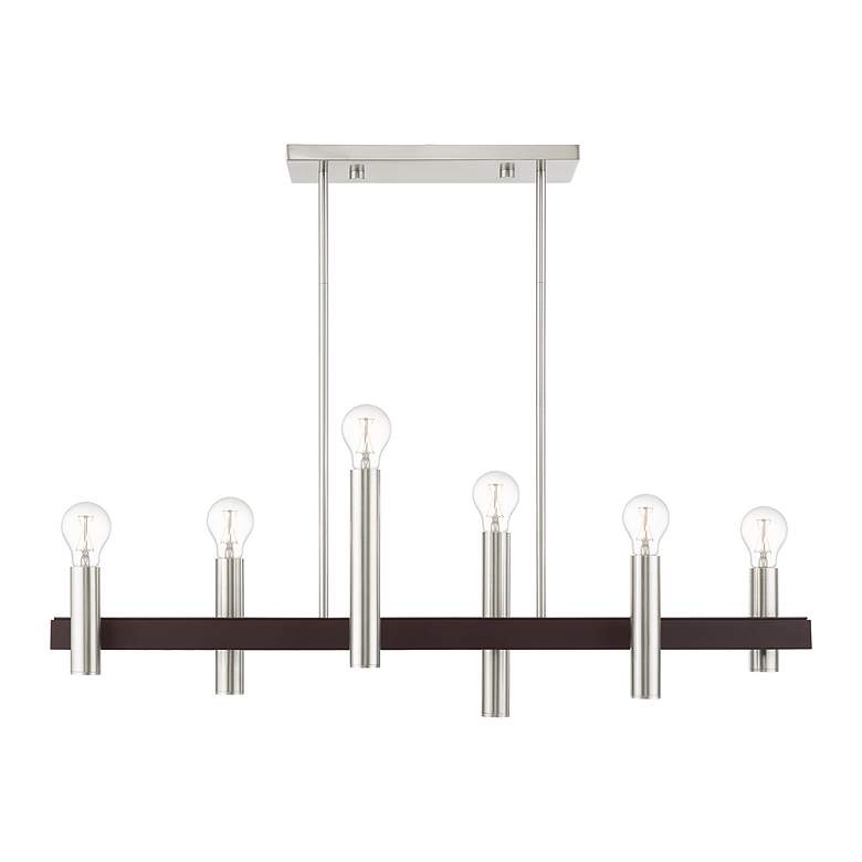 Image 7 Helsinki 6 Light Brushed Nickel and Bronze Linear Chandelier more views