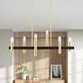 1_Helsinki 6 Light Satin Brass and Bronze Linear Chandelier
