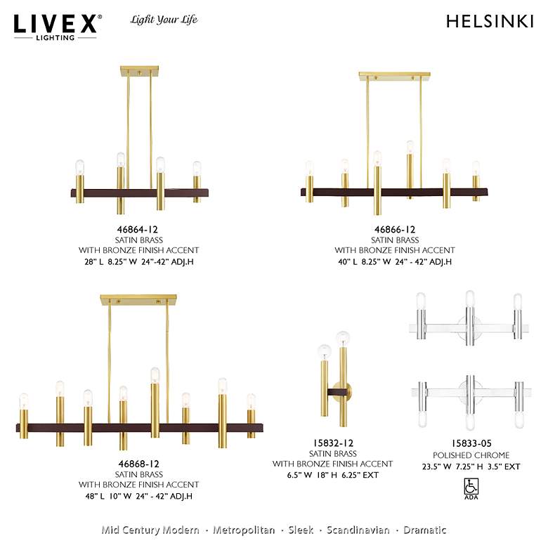 Image 3 Helsinki 6 Light Satin Brass and Bronze Linear Chandelier more views