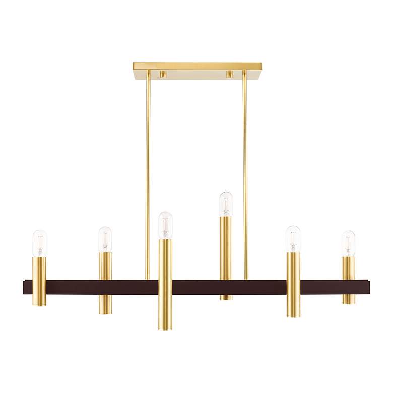 Image 4 Helsinki 6 Light Satin Brass and Bronze Linear Chandelier more views