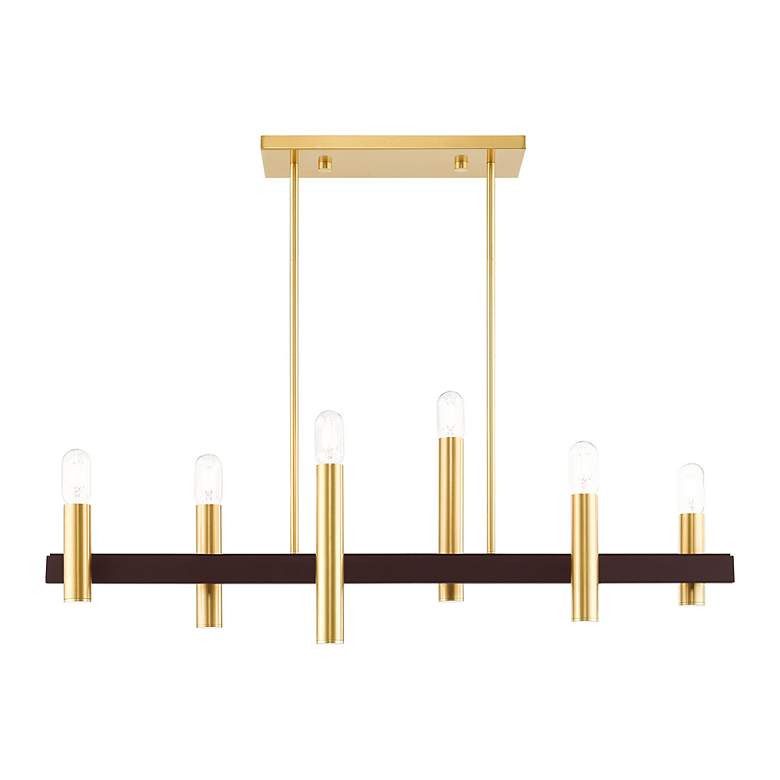 Image 5 Helsinki 6 Light Satin Brass and Bronze Linear Chandelier more views