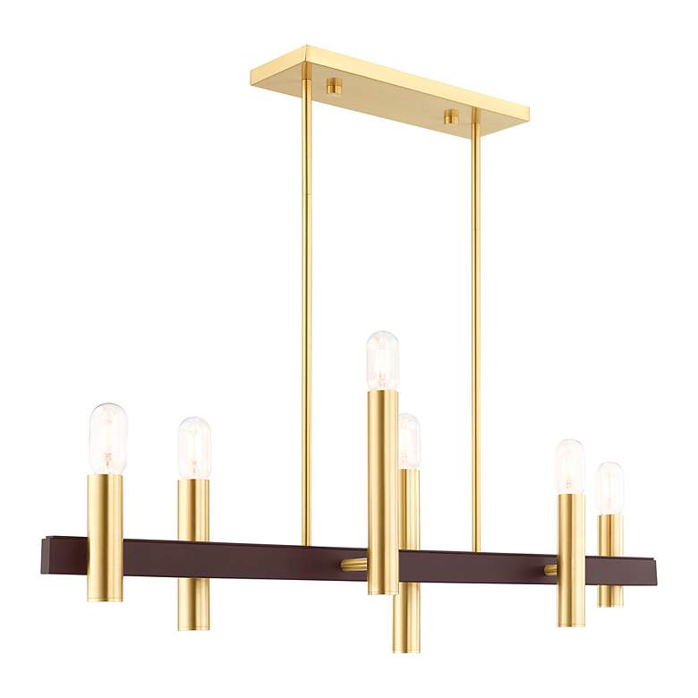 Image 6 Helsinki 6 Light Satin Brass and Bronze Linear Chandelier more views