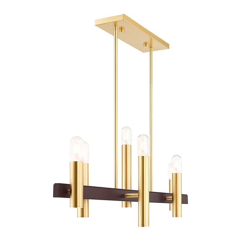 Image 7 Helsinki 6 Light Satin Brass and Bronze Linear Chandelier more views