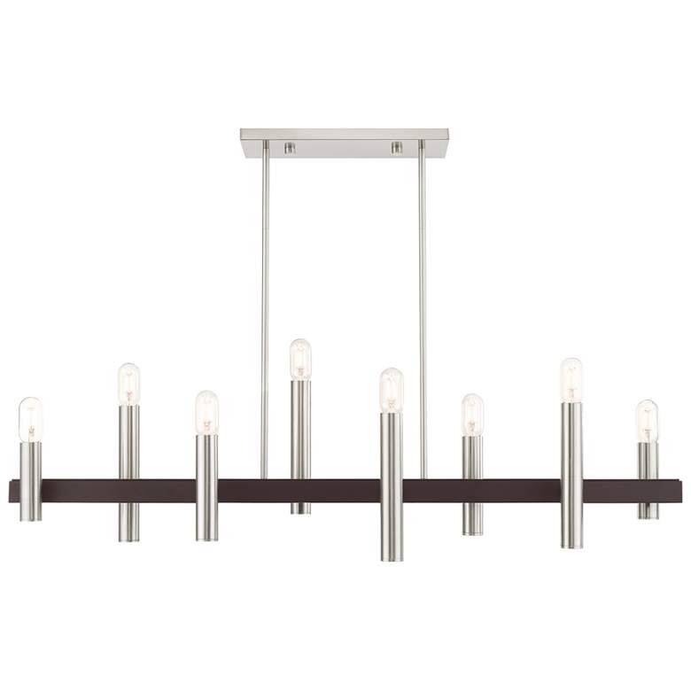 Image 1 Helsinki 8 Light Brushed Nickel and Bronze Linear Chandelier