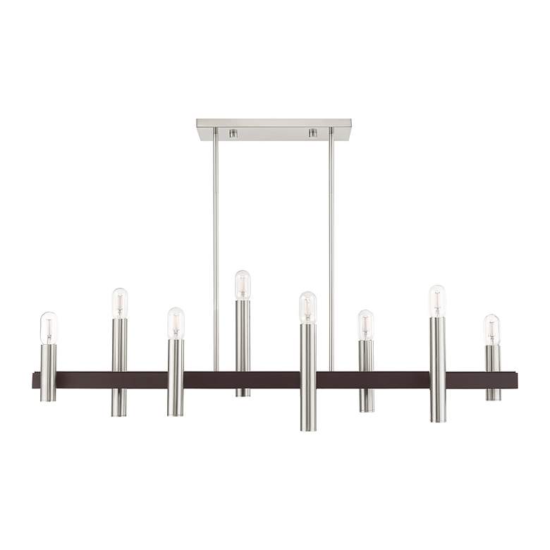Image 3 Helsinki 8 Light Brushed Nickel and Bronze Linear Chandelier more views