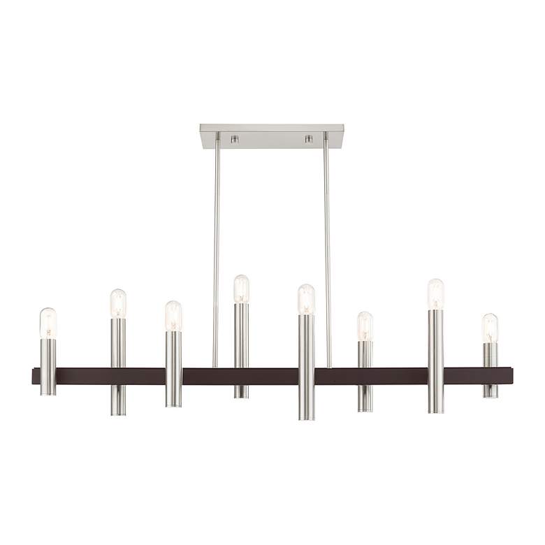 Image 4 Helsinki 8 Light Brushed Nickel and Bronze Linear Chandelier more views