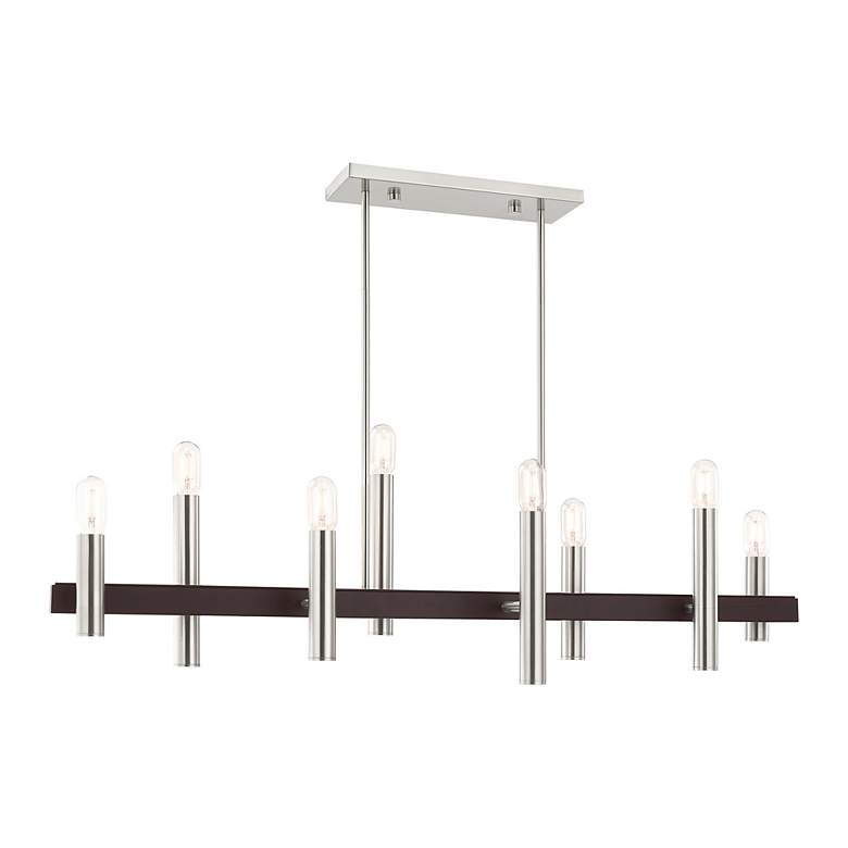 Image 5 Helsinki 8 Light Brushed Nickel and Bronze Linear Chandelier more views