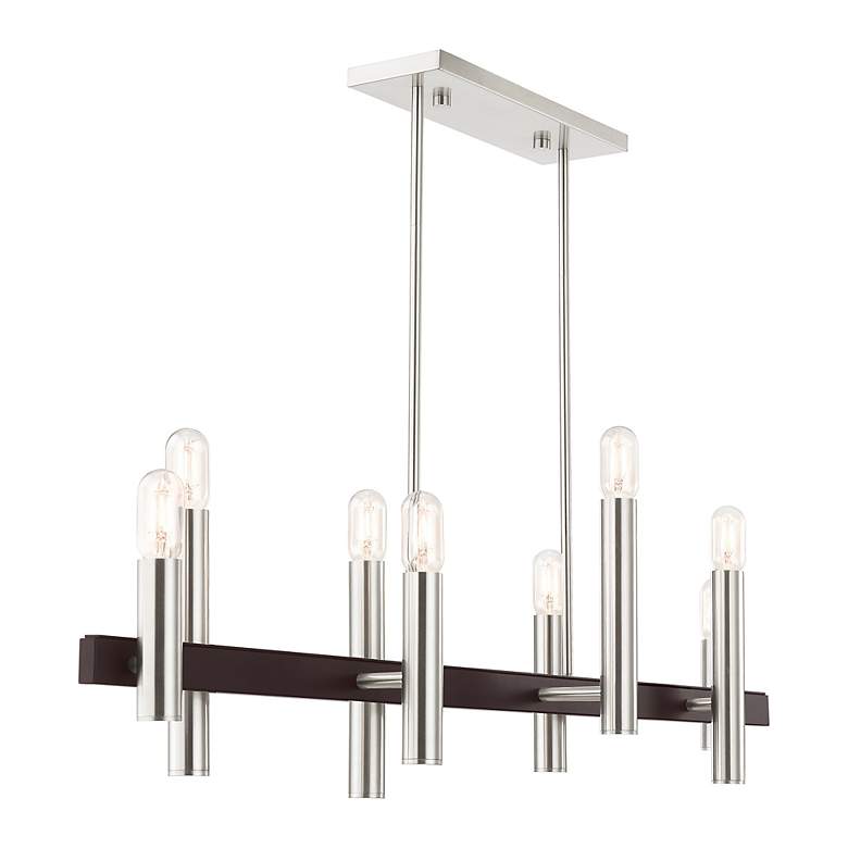 Image 6 Helsinki 8 Light Brushed Nickel and Bronze Linear Chandelier more views