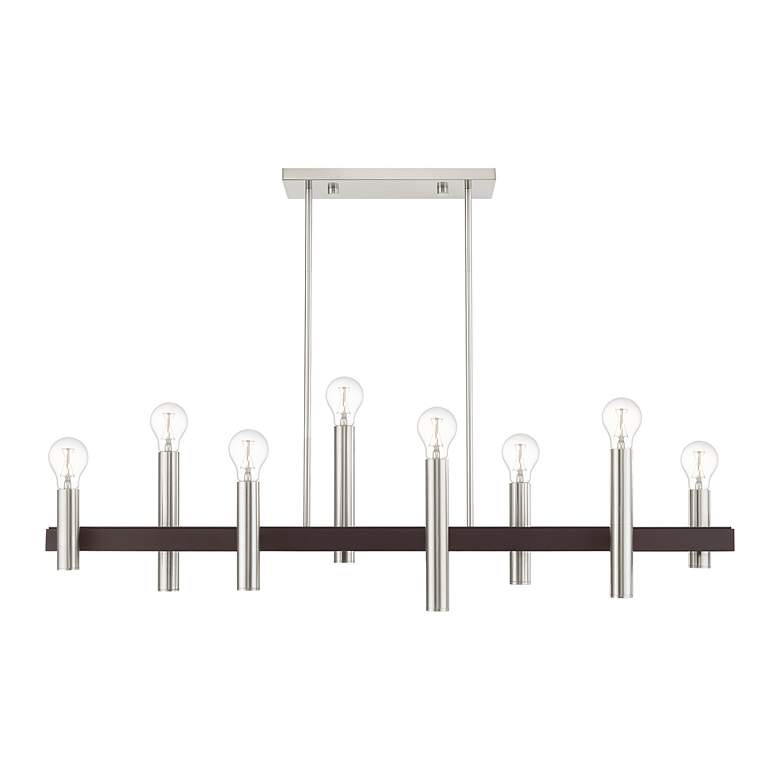 Image 7 Helsinki 8 Light Brushed Nickel and Bronze Linear Chandelier more views