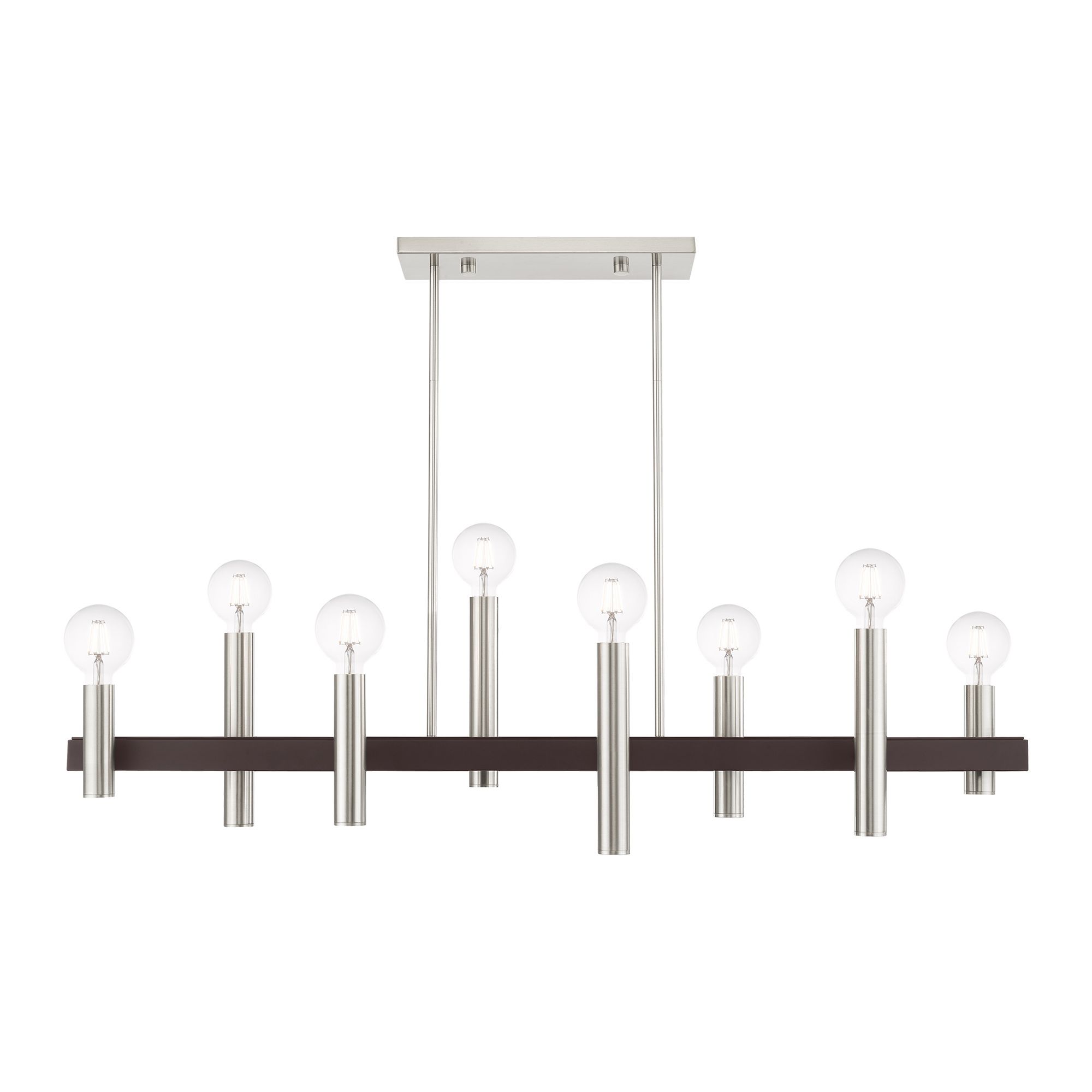 Helsinki 8 Light Brushed Nickel and Bronze Linear Chandelier