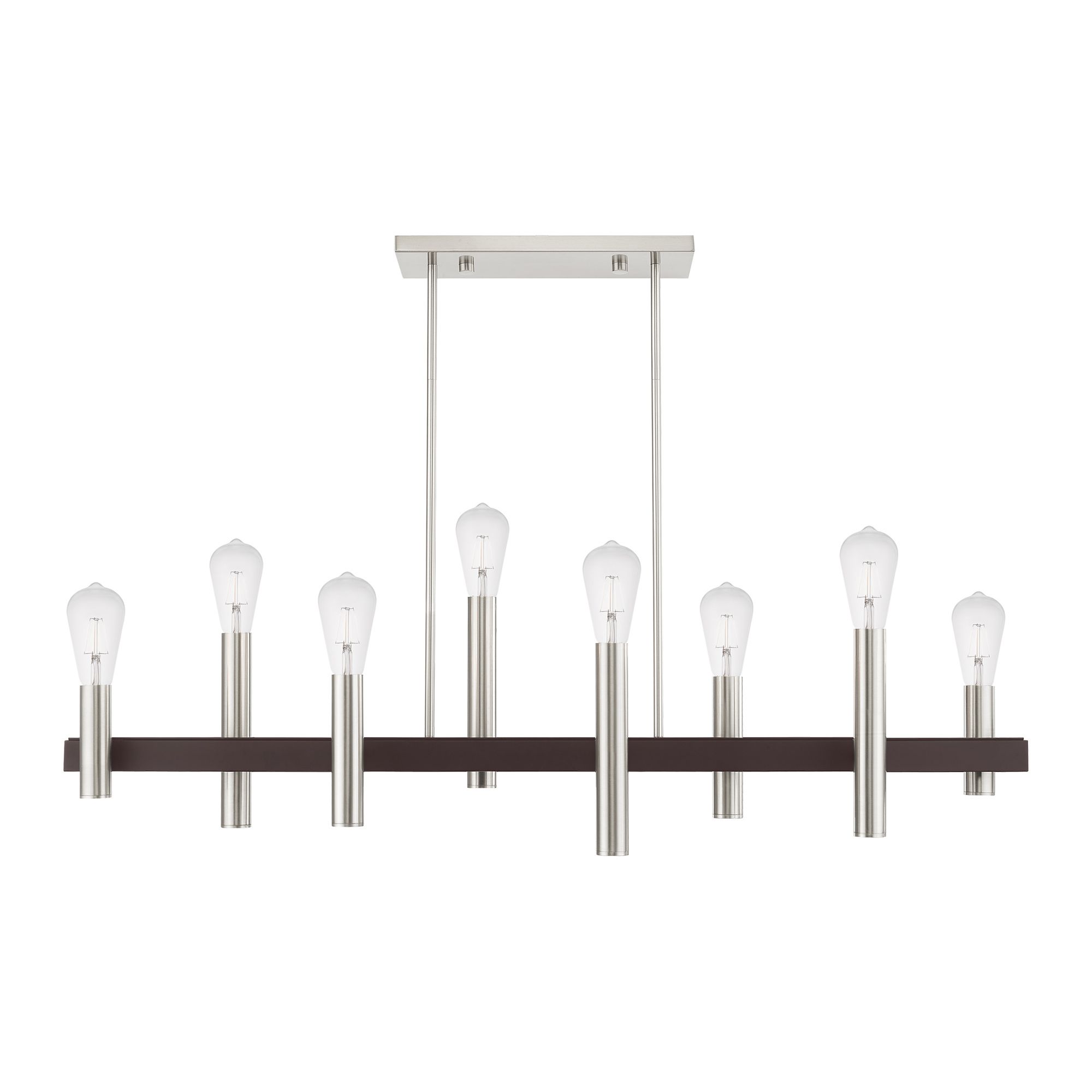Helsinki 8 Light Brushed Nickel and Bronze Linear Chandelier
