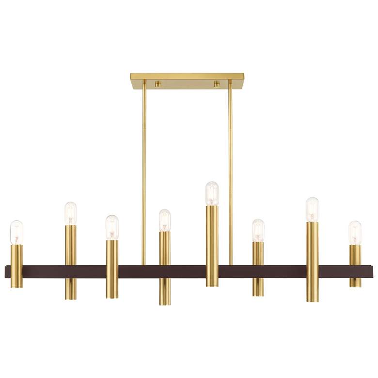 Image 1 Helsinki 8 Light Satin Brass and Bronze Linear Chandelier