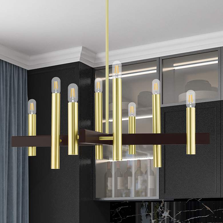 Image 1 Helsinki 8 Light Satin Brass Chandelier
