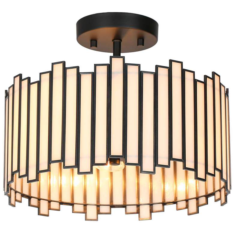 Image 1 Hemaaolay 3-Light Black Drum Ceiling Light