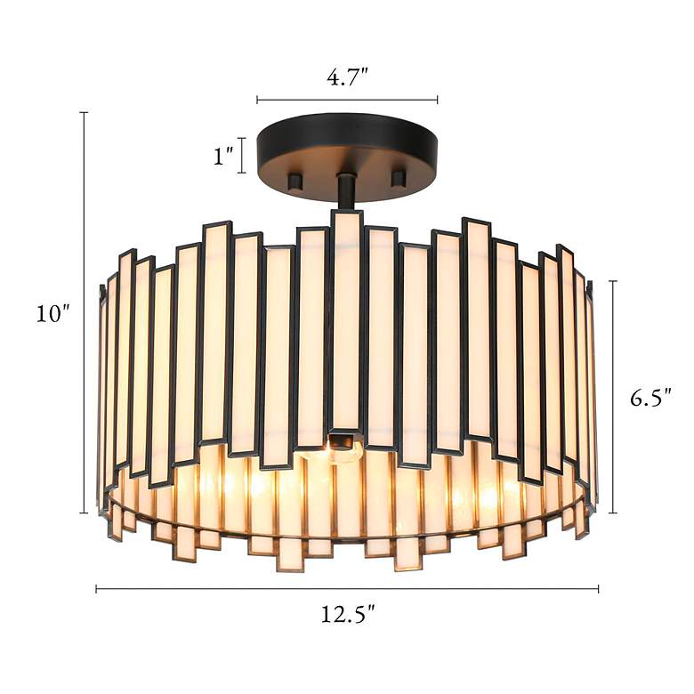 Image 2 Hemaaolay 3-Light Black Drum Ceiling Light more views