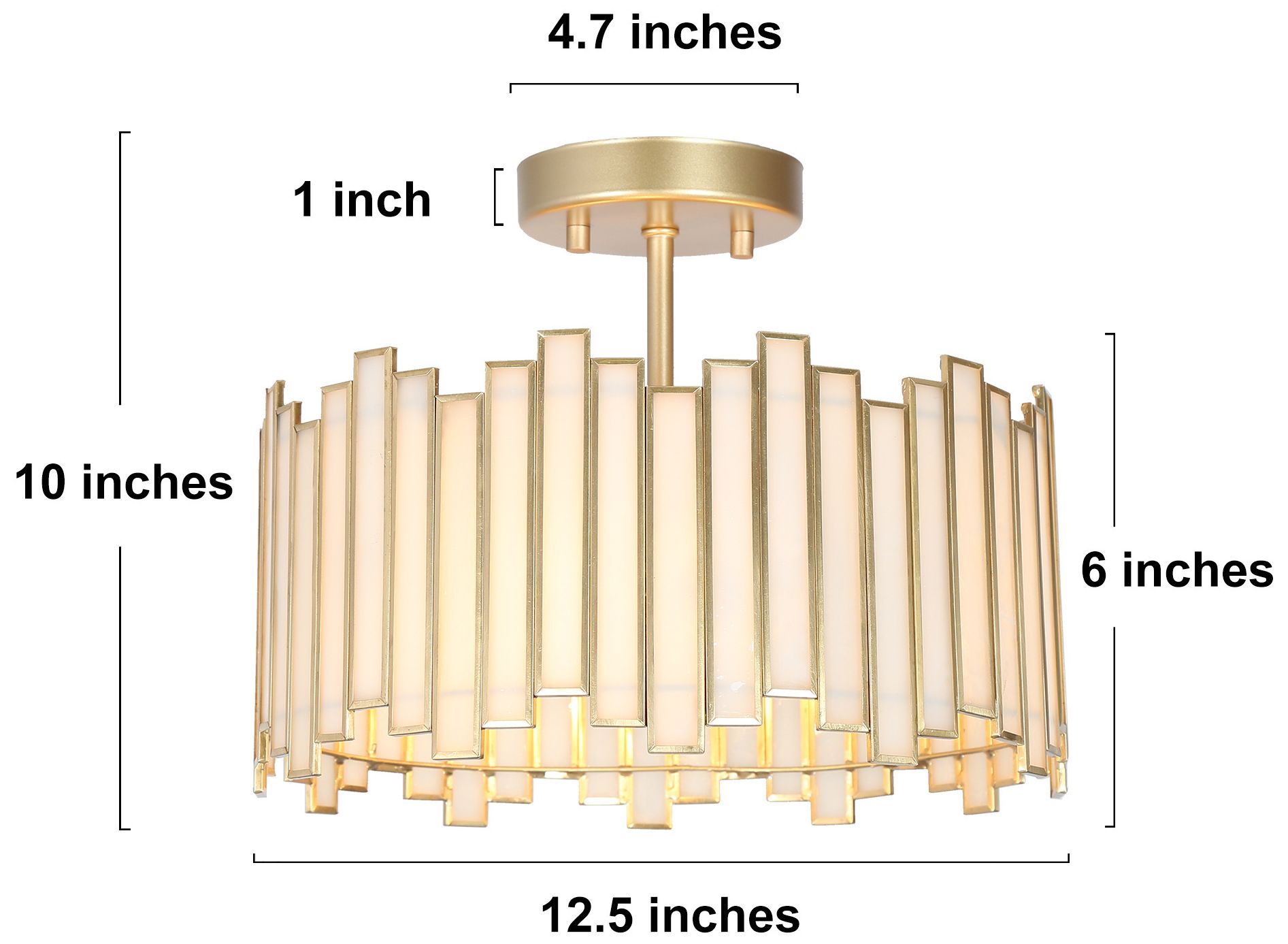 Image 2 Hemaaolay 3-Light Gold Drum Ceiling Light more views