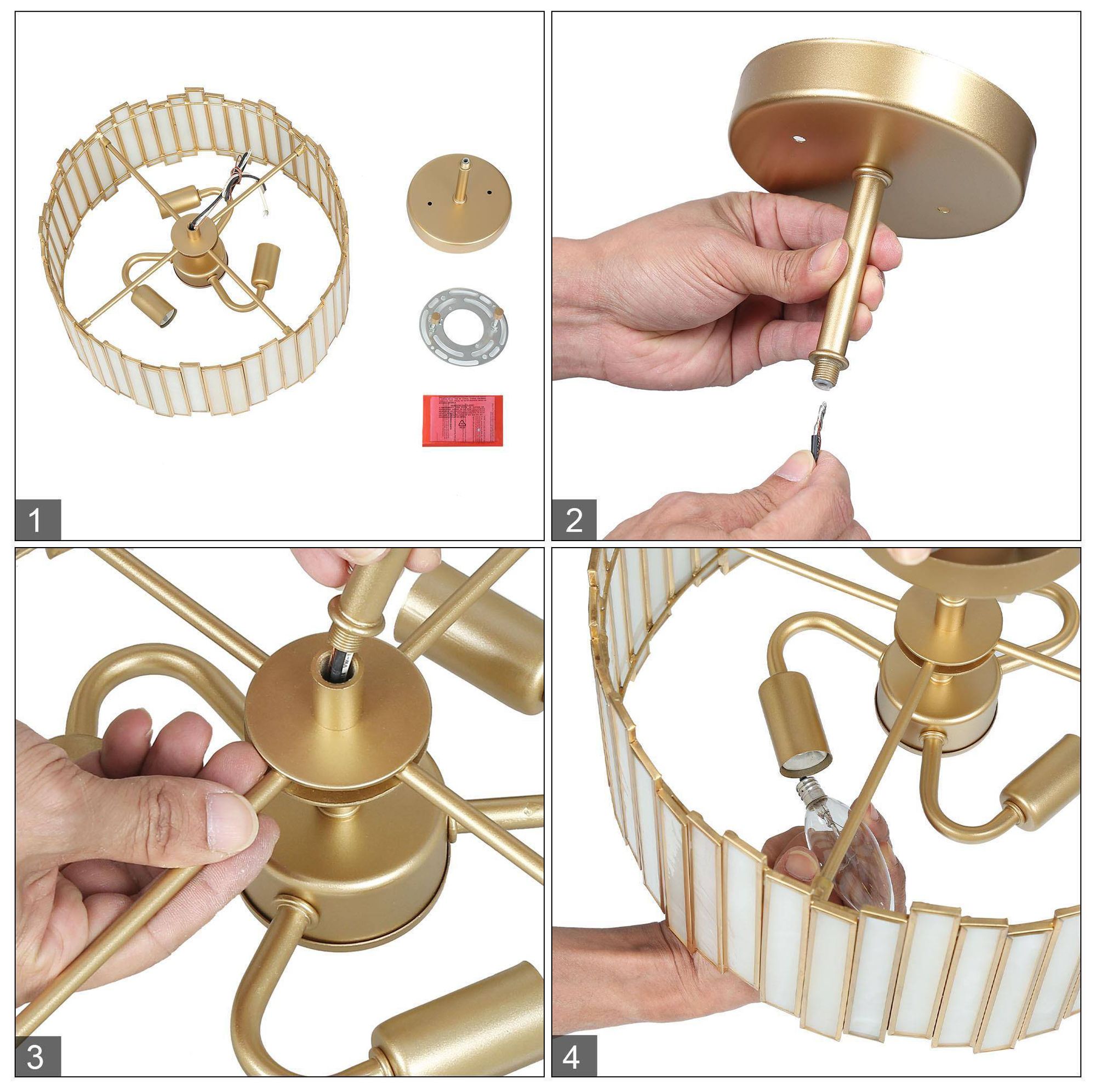 Hemaaolay 3-Light Gold Drum Ceiling Light