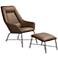 Hemingway Brown Faux Leather Modern Lounge Chair with Ottoman