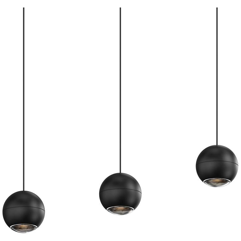 Image 1 Hemisphere 10.75" 3 Light Textured Black Linear Pendant