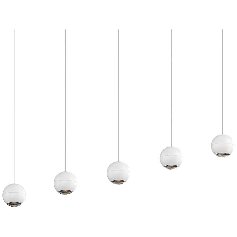 Image 1 Hemisphere 15" 5 Light Textured White Linear Pendant