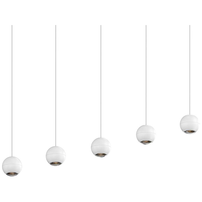 Image 1 Hemisphere 15 inch 5 Light Textured White Linear Pendant