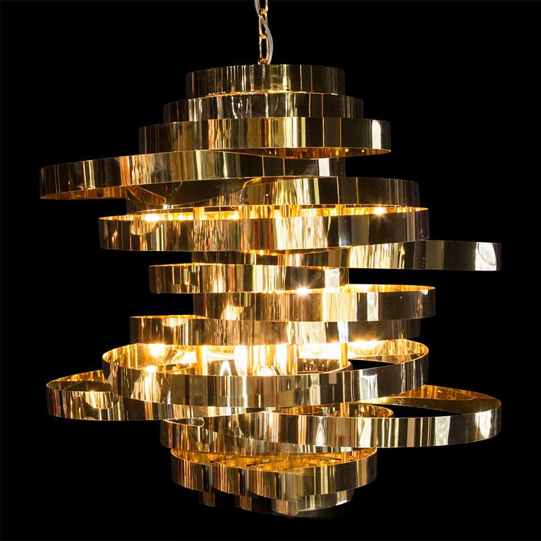 Image 1 Hemispheres 25 3/4 inch Wide Gold 8-Light Chandelier