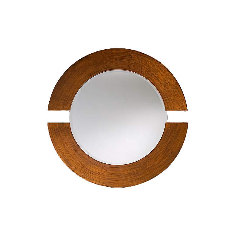 Image 1 Hemispheres Brushed Copper 38 inch Round Wall Mirror