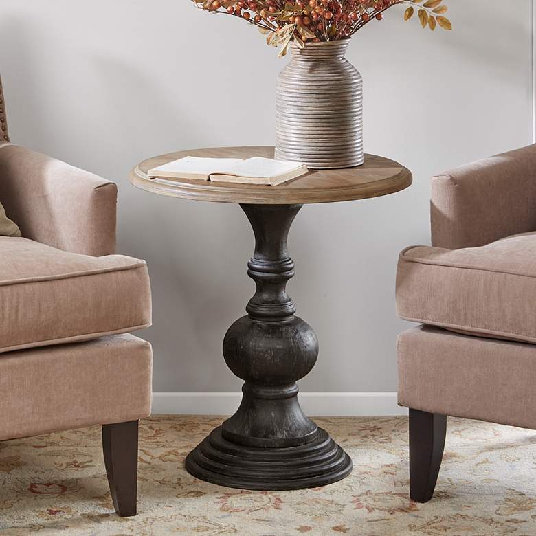 Image 1 Hemlock 22 1/4" Wide Natural and Black Round Accent Table