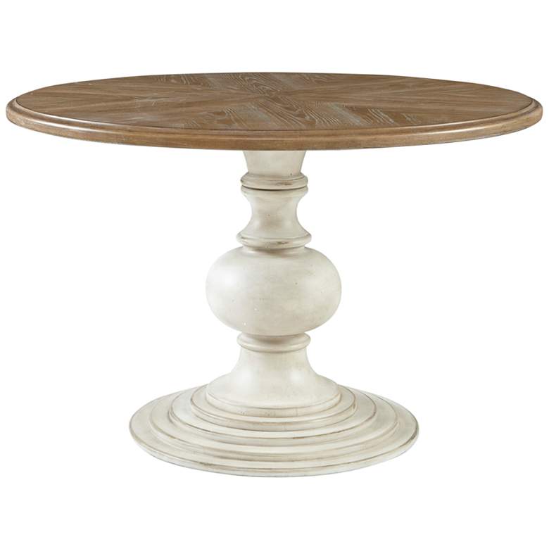 Image 2 Hemlock 46" Wide Reclaimed Walnut and Antique Cream Round Dining Table