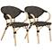 Hendara Brown Fabric Outdoor Patio Bar Chairs Set of 2