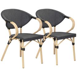 Hendara Dark Gray Fabric Outdoor Patio Bar Chairs Set of 2